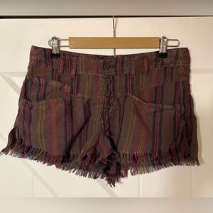 Free a people Morning Rain Pinstripe Boho Rainbow Shorts Size 6